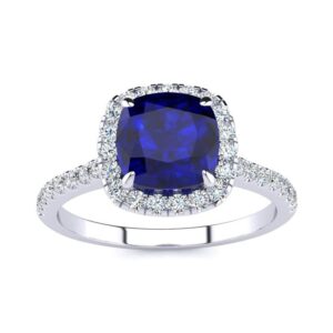 ctieip 10k 14k 18k gold diamond blue sapphire engagement rings for women,created sapphire rings with diamonds gift for wife (i2-i3 clarity) (5)