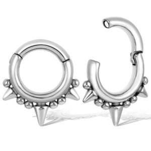 LADEMAYH 2Pcs 2g Ear Weights for Stretched Ears, Silver Rivet Hoop Size 2 Gauge Earrings Dangle Gauges for Women, Surgical Steel Ear Hangers Weighted Gauges for Ears