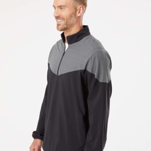 adidas Mens Heather Chevron Quarter-Zip Wind Pullover, M, Black/Black Heather