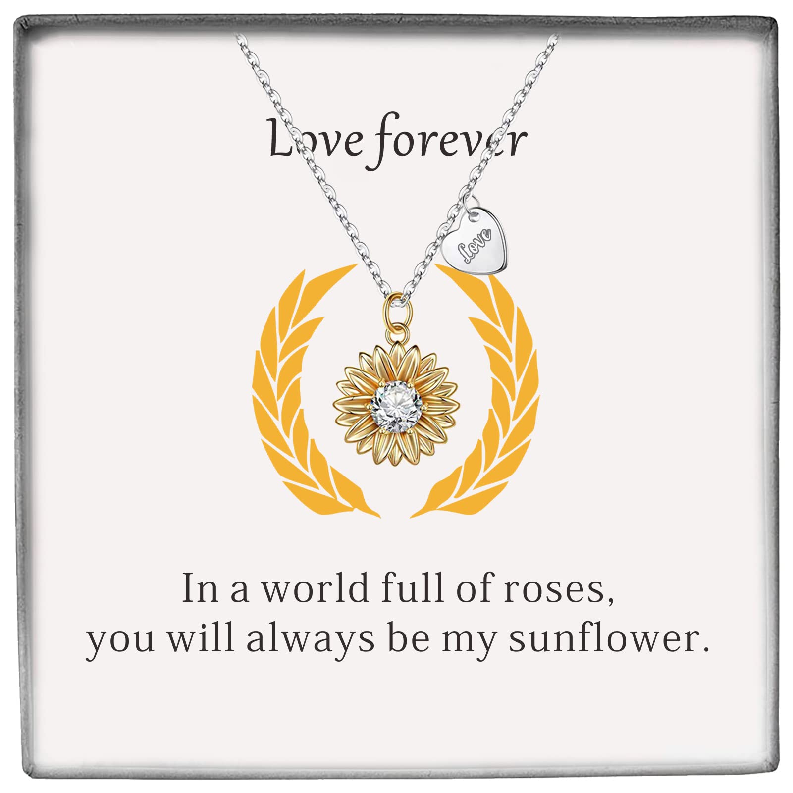 TOLOWOBK 925 Sterling Silver Necklace for Women, Gifts for Women Mom Birthday Gifts from Daughter, Personalized Mom Daughter Christmas Gifts Love Knot Sunflower Necklace for Women