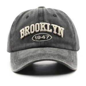 Brooklyn Cap Washed Vintage Baseball Cap Sun Hat for Men and Women Navy Blue