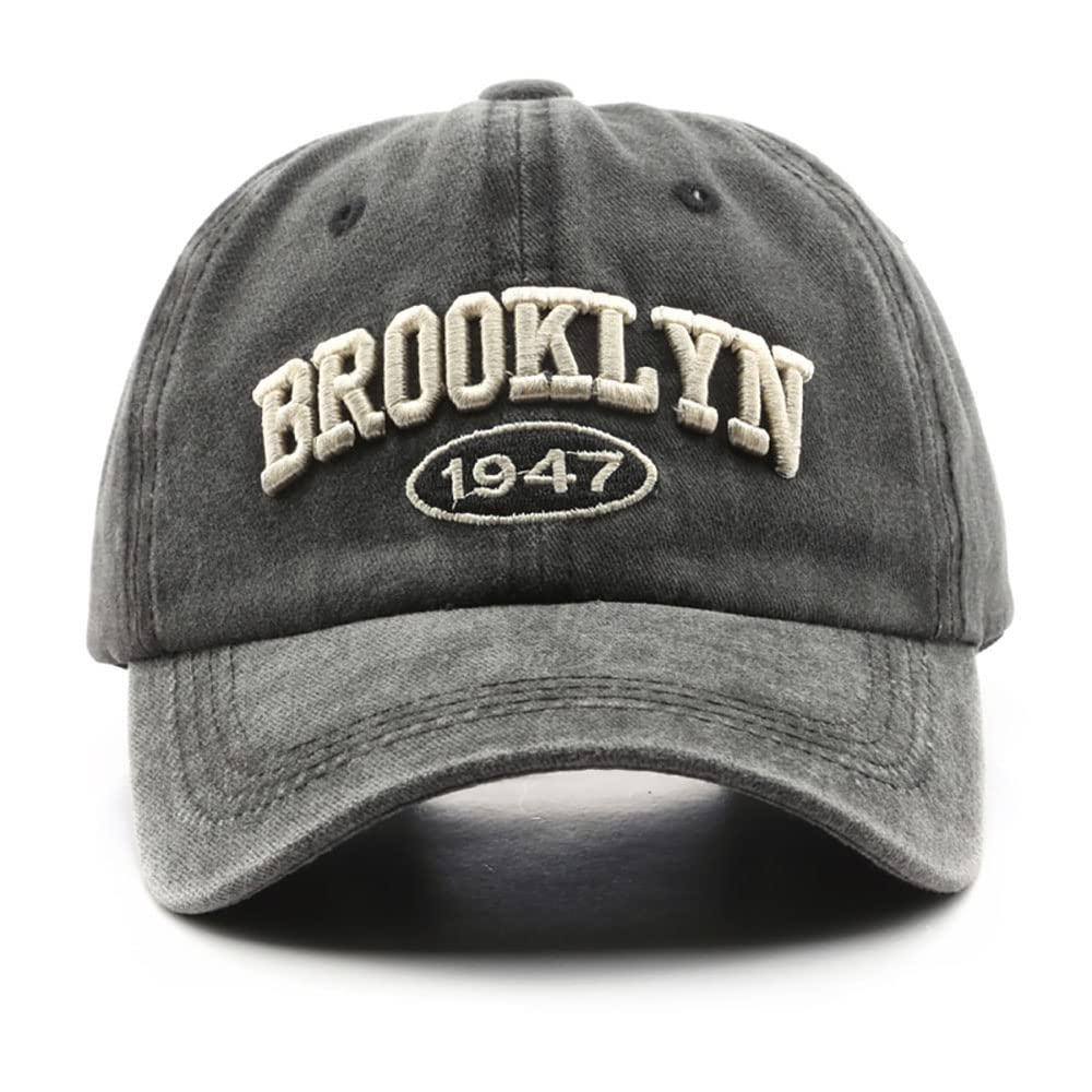 Brooklyn Cap Washed Vintage Baseball Cap Sun Hat for Men and Women Navy Blue