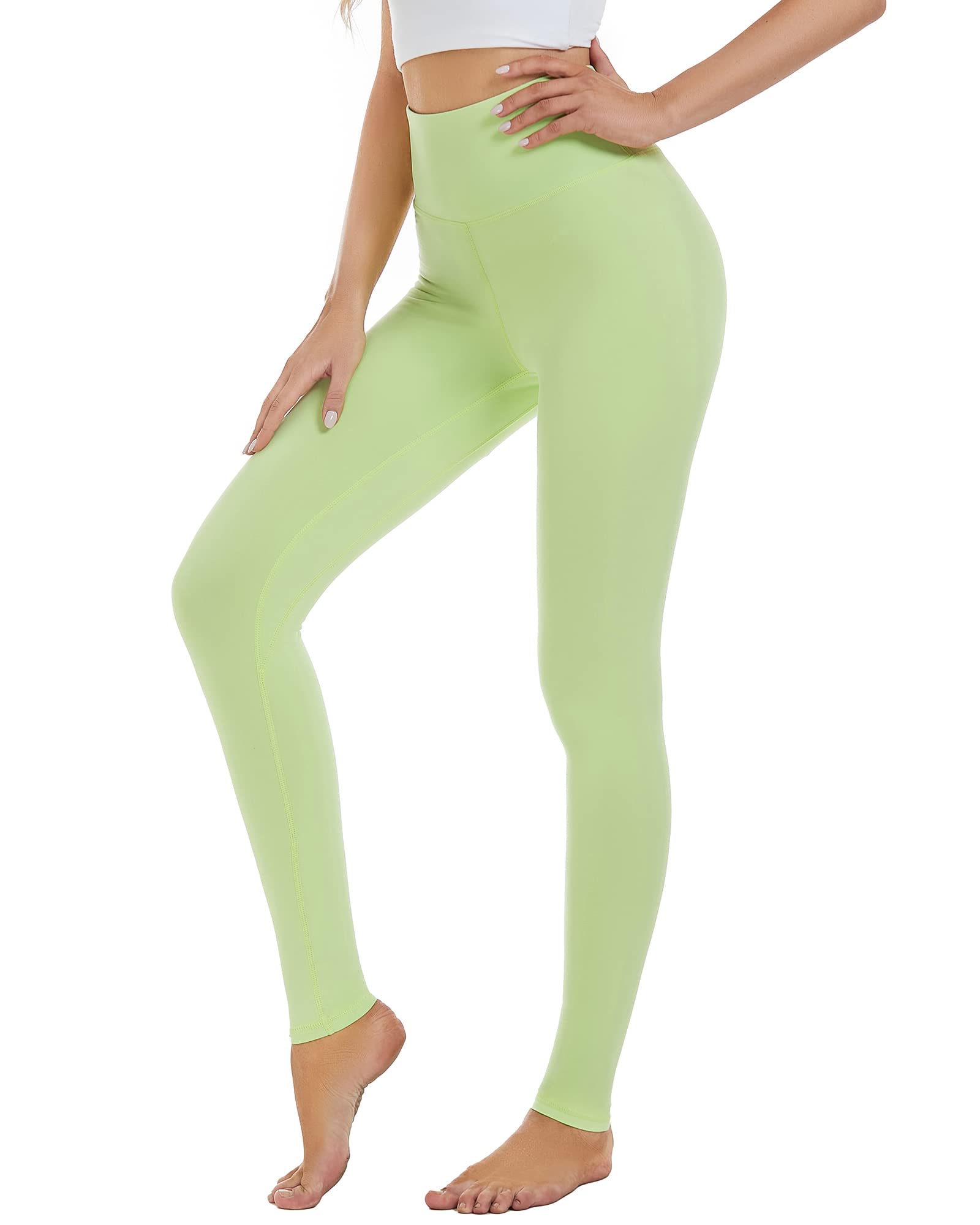 AHLW Buttery Soft High Waisted Yoga Pants for Women Elastic Skin-Friendly Comfortable Yoga Leggings Daily Casual Leggings Lime Green