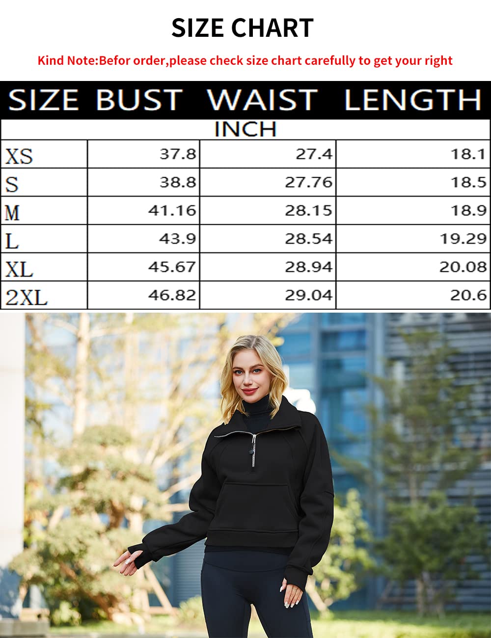 XWEAIJ Fleece Lined pullover women Half Zip Sweatshirt Workout Jackets Zip Up Hoodies for Teen Girls Fashion Cropped Trendy Clothes Black XL