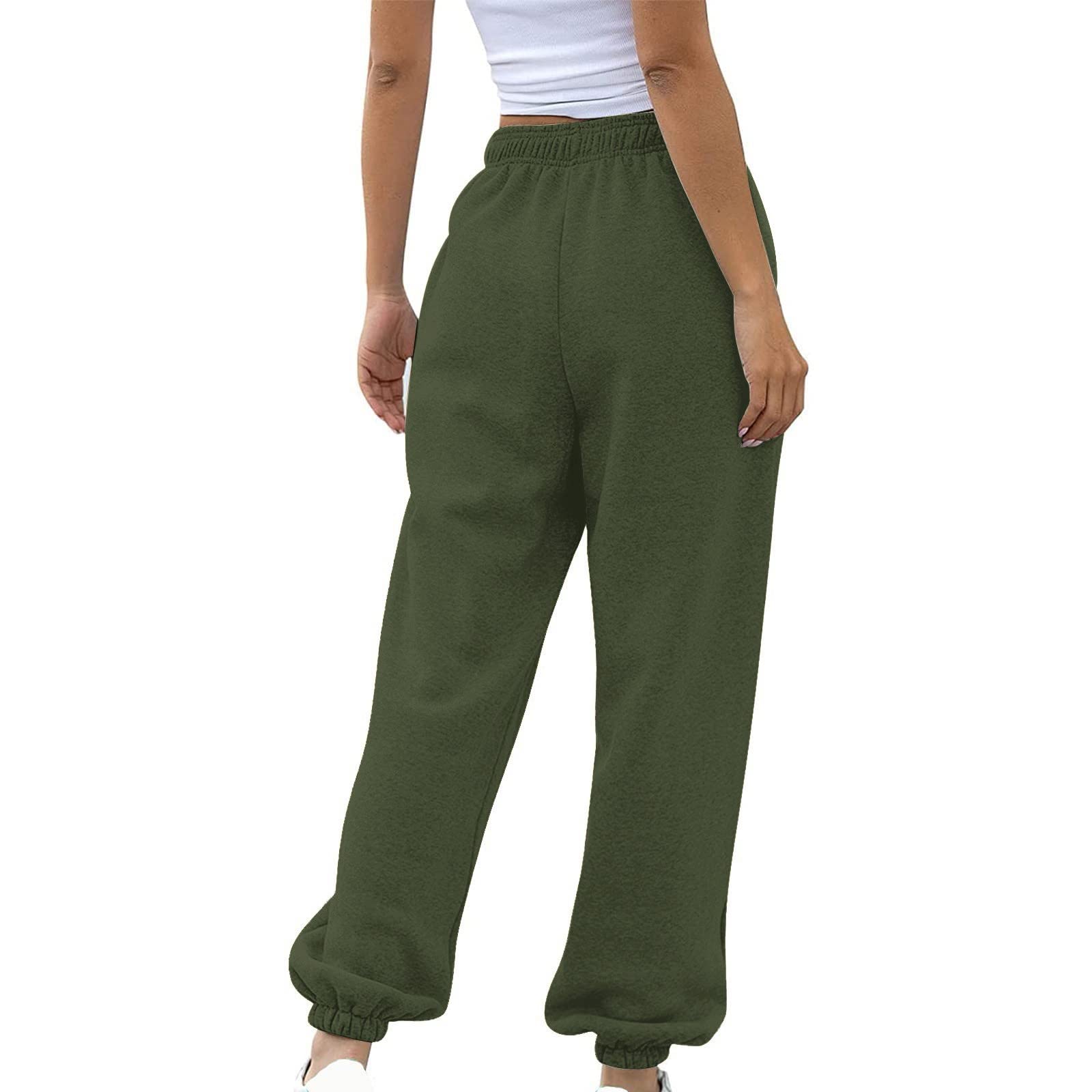 Womens High Waisted Baggy Sweatpants Workout Cinch Bottom High Waist Jogger Pants Y2k Trendy Pockets Lounge Trousers