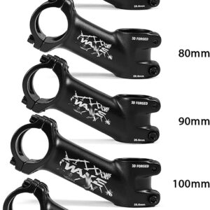 ZECHAO Mountain Road Bike Stem,Ultralight 25 Degree Bike Stem Handlebar 31.8mm Mountain Bike Stem 70/80/90/100/110mm Bike Parts Bike Stem (Color : Black, Size : 70mm)