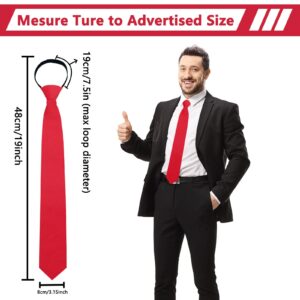 Mantieqingway 3.15'' Zipper Ties for Men Pre-tied Adjustable Red Tie, Polyester Silk Clip on Men's Neckties for Wedding Office Graduation School Uniforms, 1 Pc