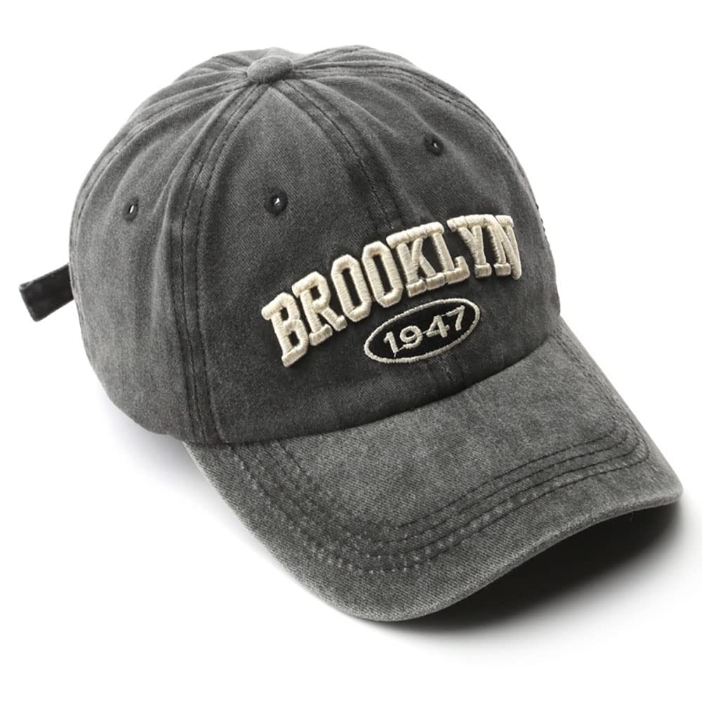 Brooklyn Cap Washed Vintage Baseball Cap Sun Hat for Men and Women Navy Blue