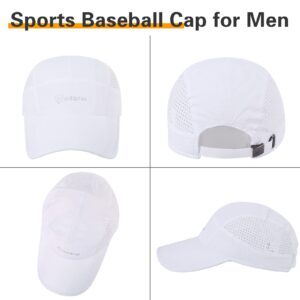 Geyanuo Running Hat for Women Men, Quick Drying Baseball Cap, Unstructured Mesh Outdoor Workout Hat, Sports Hat for Golf Hiking Tennis White