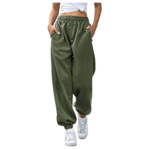 womens high waisted baggy sweatpants workout cinch bottom high waist jogger pants y2k trendy pockets lounge trousers