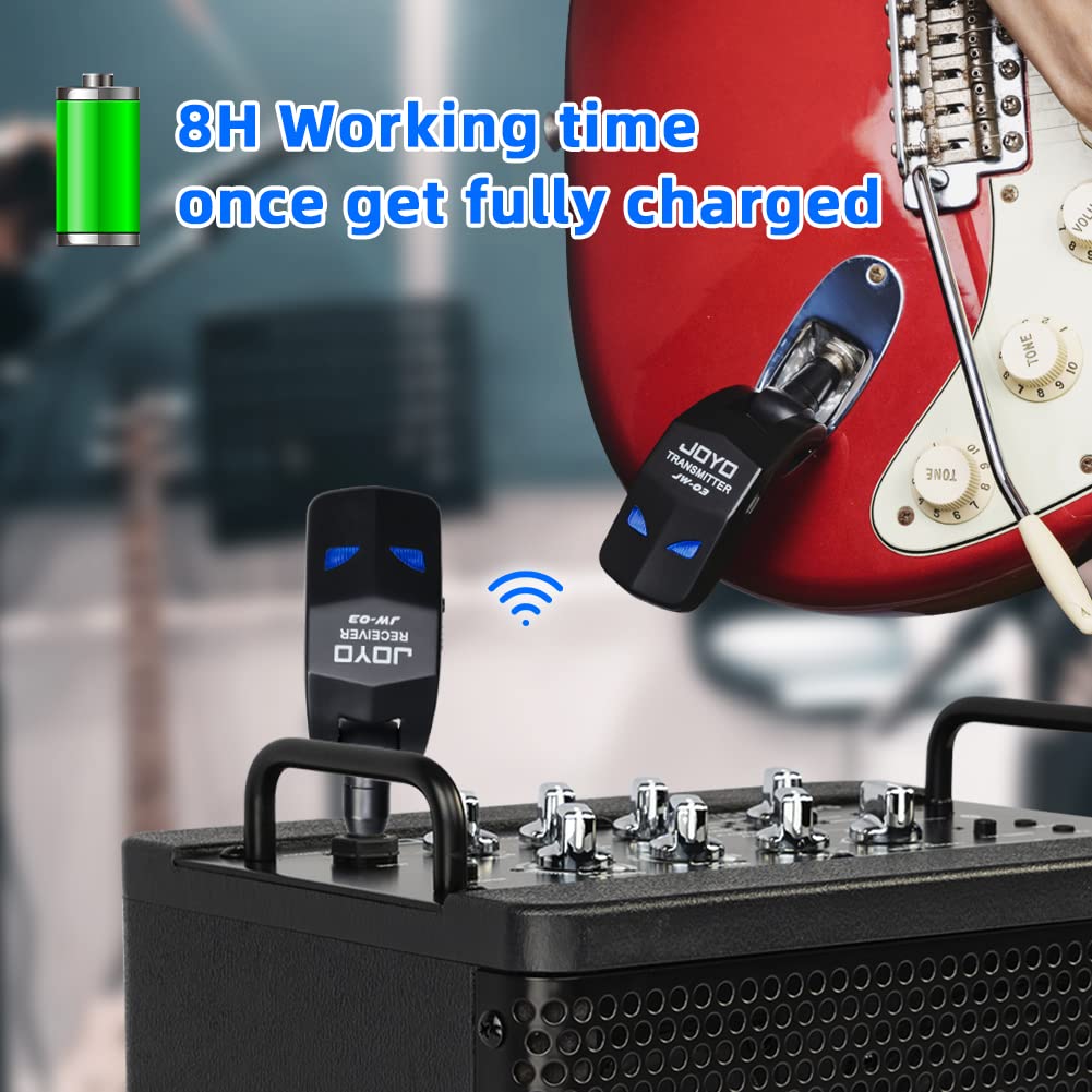 JOYO JW-03 Wireless Guitar Transmitter Receiver and JA-02 II Mini Practice Guitar Amplifier 5W Blue