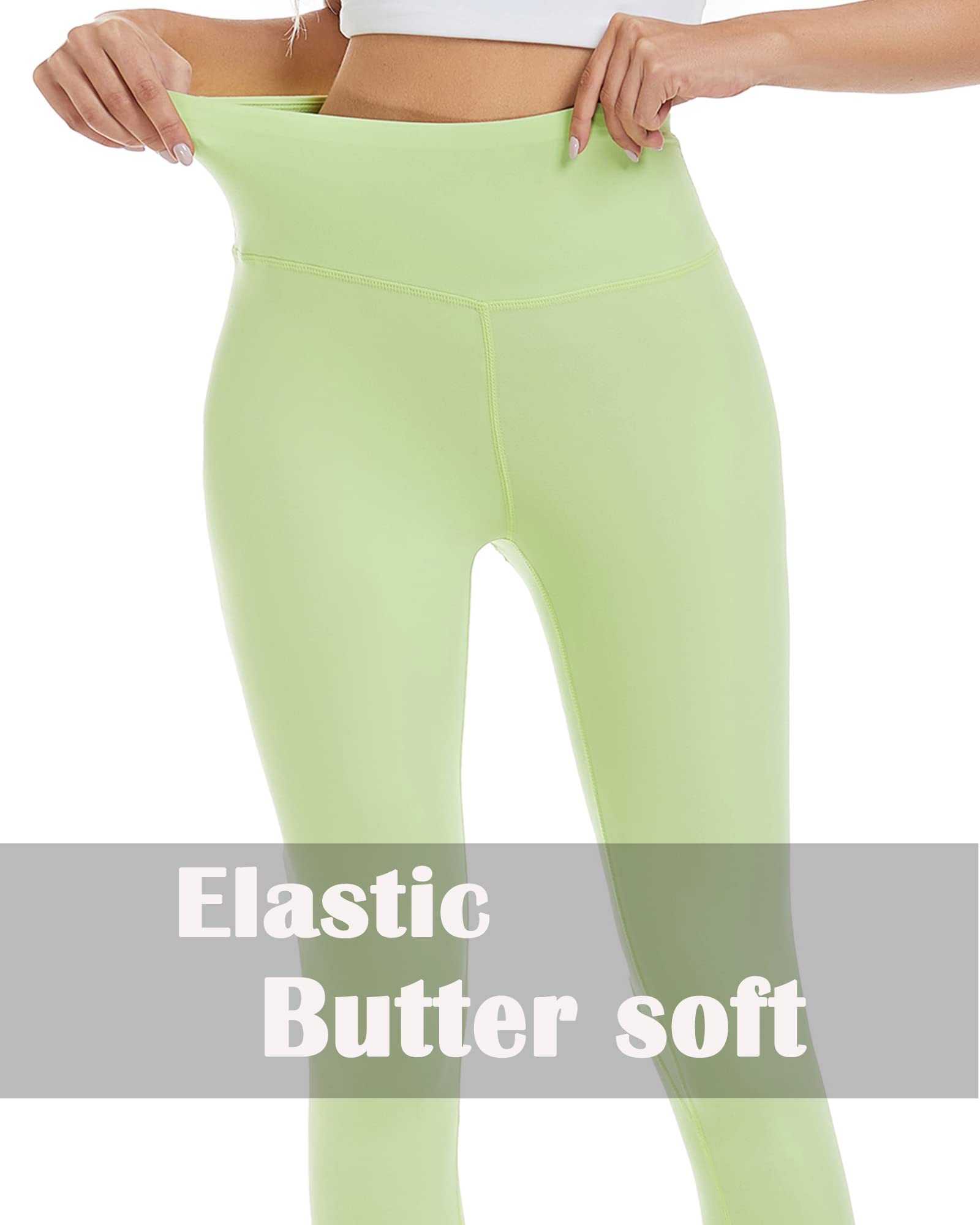 AHLW Buttery Soft High Waisted Yoga Pants for Women Elastic Skin-Friendly Comfortable Yoga Leggings Daily Casual Leggings Lime Green