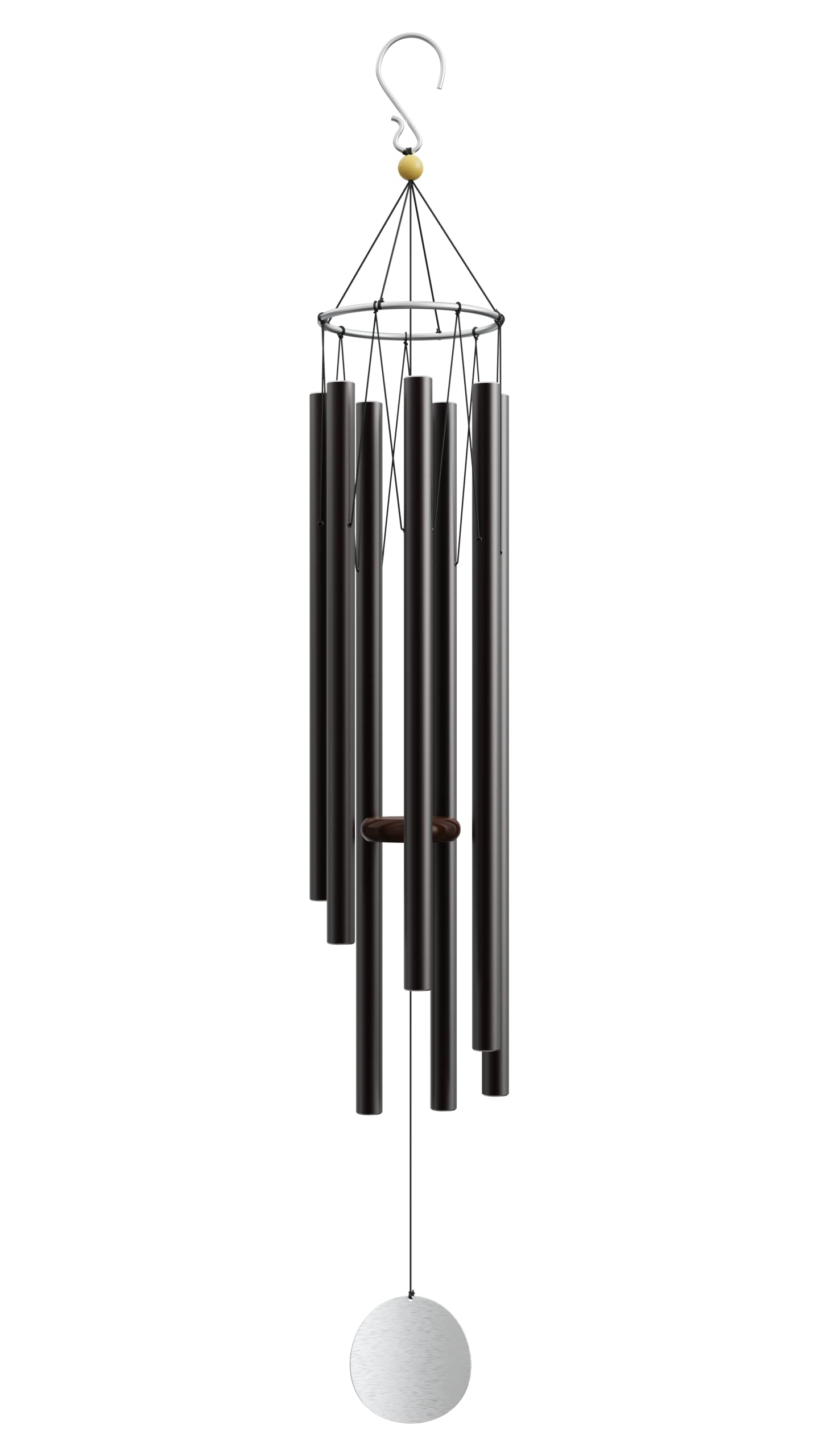 Wind Chimes for Outside and Inside – 44 inch – 528hz Solfeggio Healing Tones - Black