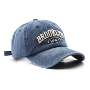 brooklyn cap washed vintage baseball cap sun hat for men and women navy blue