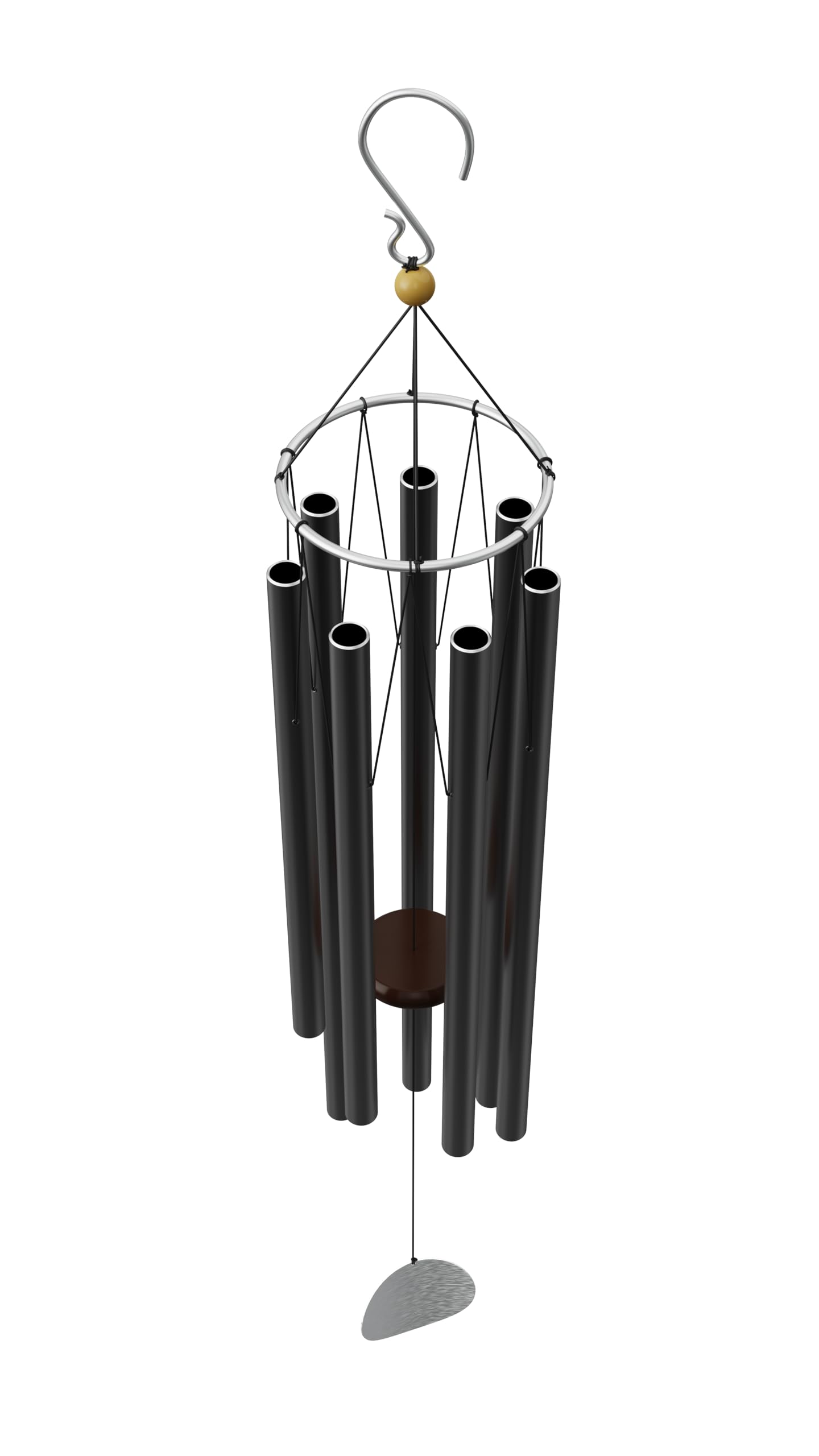 Wind Chimes for Outside and Inside – 44 inch – 528hz Solfeggio Healing Tones - Black