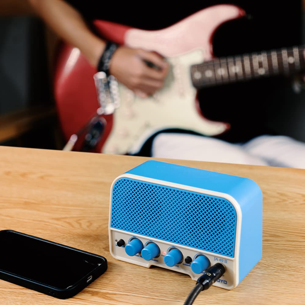 JOYO JW-03 Wireless Guitar Transmitter Receiver and JA-02 II Mini Practice Guitar Amplifier 5W Blue