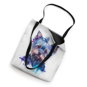 Cute Yorkie Puppy Yorkshire Terrier Watercolor Splash Yorkie Tote Bag