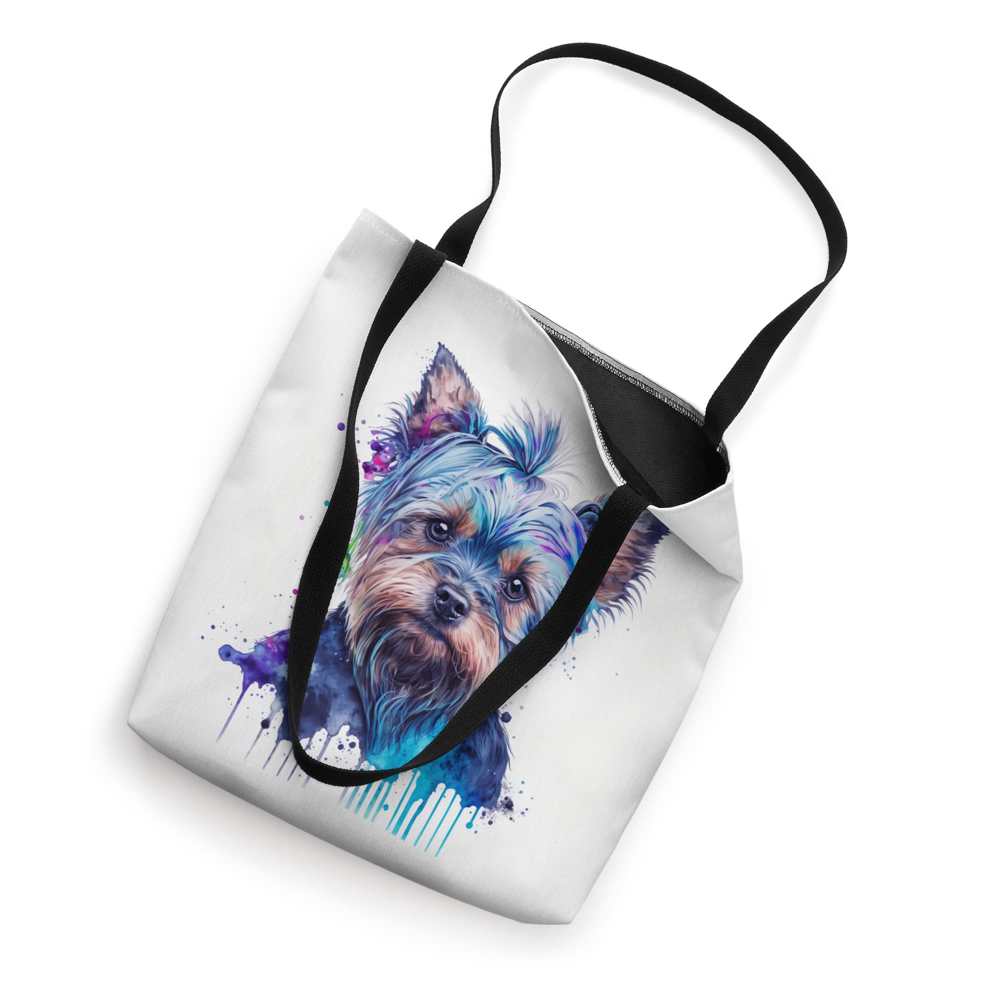 Cute Yorkie Puppy Yorkshire Terrier Watercolor Splash Yorkie Tote Bag