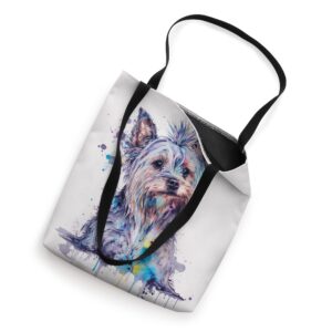 Yorkie Puppy Yorkshire Terrier Watercolor Splash Yorkie Tote Bag