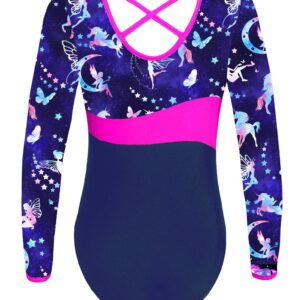 Nikiikoo Kids Girls 2Pcs Gymnastics Dance Outfits Long Sleeve Leotards with Shorts Athletic Biketards Unitards Fairy 4 Years