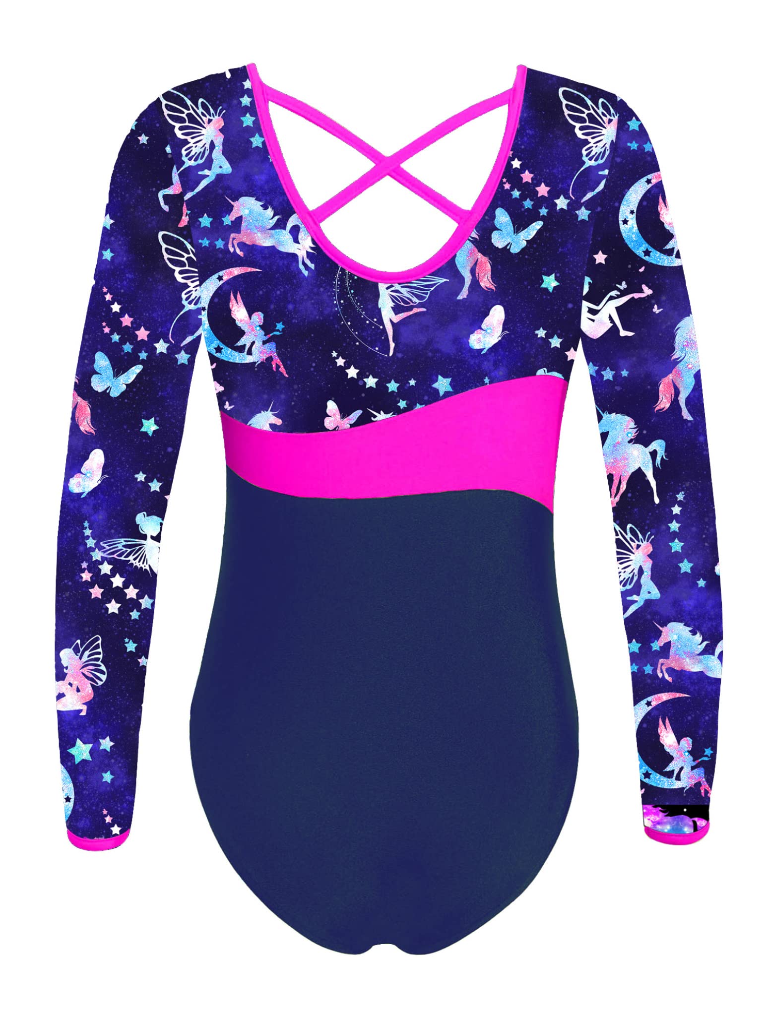 Nikiikoo Kids Girls 2Pcs Gymnastics Dance Outfits Long Sleeve Leotards with Shorts Athletic Biketards Unitards Fairy 4 Years