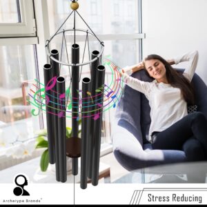 Wind Chimes for Outside and Inside – 44 inch – 528hz Solfeggio Healing Tones - Black