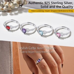 PROSILVER March Birthstone Rings 925 Silver Crystal Jewelry Aquamarine Blue Cubic Zirconia Heart Ring