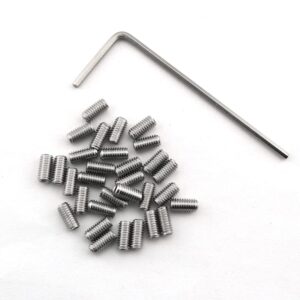 dgbrsm 30pcs stainless steel guitar bridge saddle height adjustment screws for fender stratocaster/telecaster with wrench, m3x6