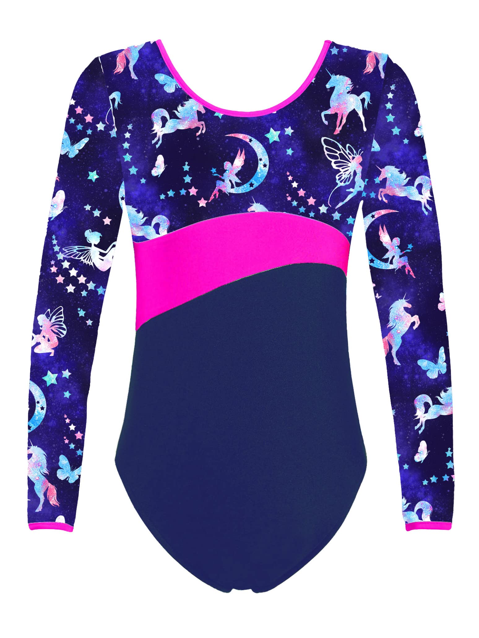 Nikiikoo Kids Girls 2Pcs Gymnastics Dance Outfits Long Sleeve Leotards with Shorts Athletic Biketards Unitards Fairy 4 Years