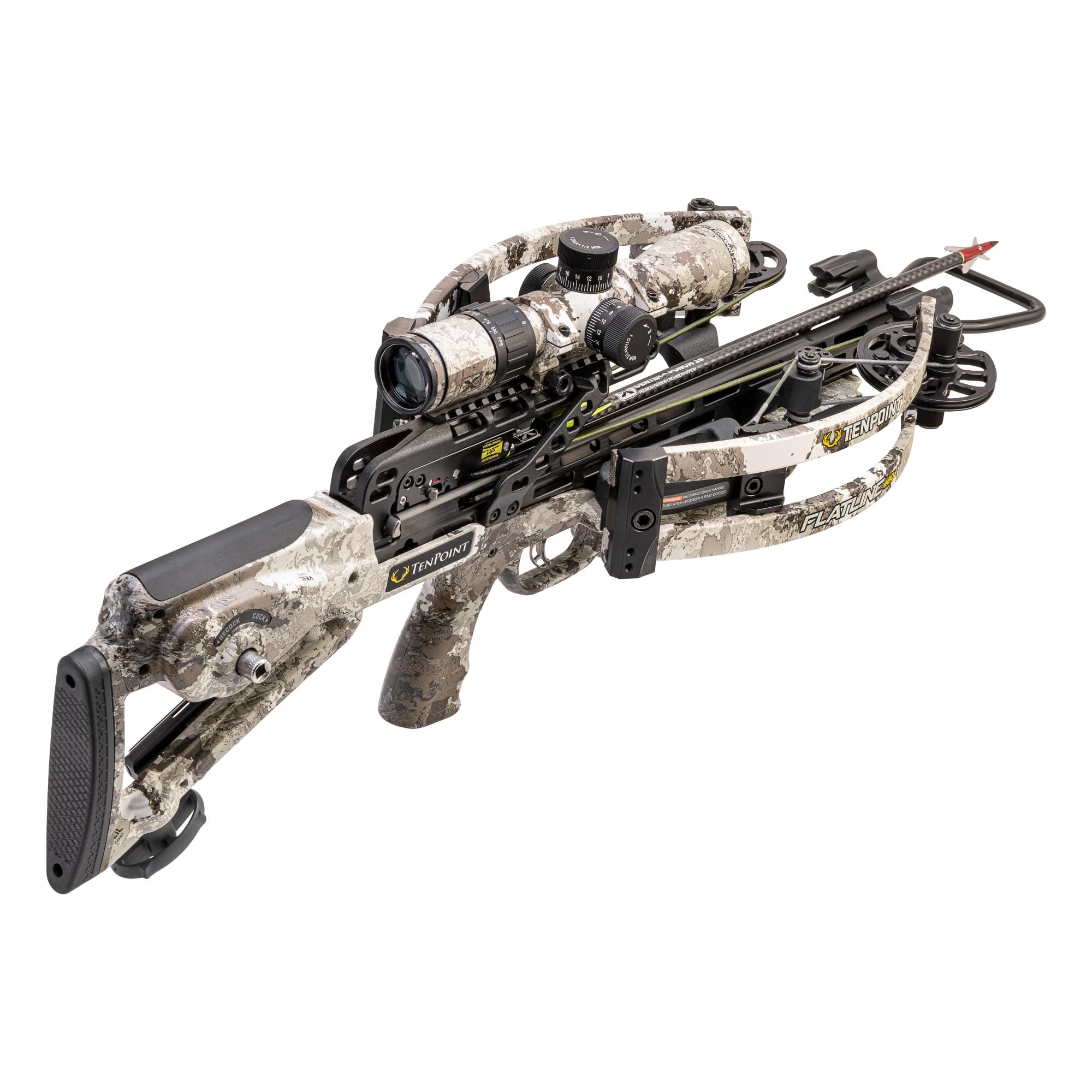 TenPoint Flatline 460 Crossbow - 460 FPS - Fastest Compact Crossbow on The Market - Includes 100-Yard EVO-X Marksman Elite Scope, ACUslide Cocking & De-Cocking System & 6 EVO-X 16 Carbon Arrows