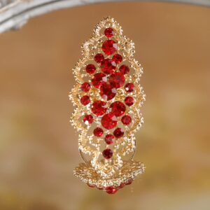 YERTTER Wedding Gold Red Crystal Mexican Chic Ring Women Statement Ring Wide Rhinestone Ring Exaggerated Cocktail Ring Vintage Ring for Wedding Women (Red