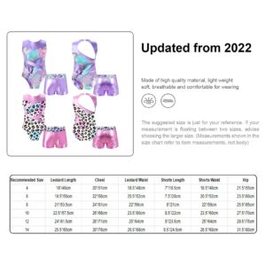 Nikiikoo Kids Girls Sparkly Gymnastics Leotards with Shorts Outfits Ballet Dance Biketard Gym Clothes Swimwear Lavender 12 Years