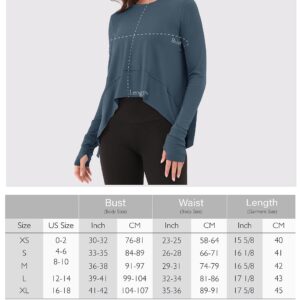 ODODOS Long Sleeve Tee for Women with Thumb Hole Athletic Gym Workout Crop Tops Yoga Shirts, Heather Grey, X-Large