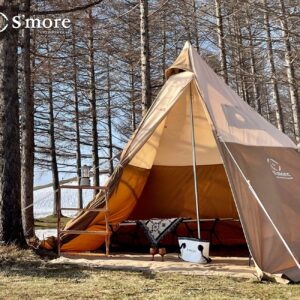 S'more Tetto 3 Person Canvas Tent, Large Waterproof & Windproof Glamping Tent, Hot Tent with Stove Jack, 4 Season Tipi, Teepee, Pyramid, Indian Tent, Ideal for Family Camping, Hiking, Backpacking