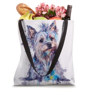 Yorkie Puppy Yorkshire Terrier Watercolor Splash Yorkie Tote Bag