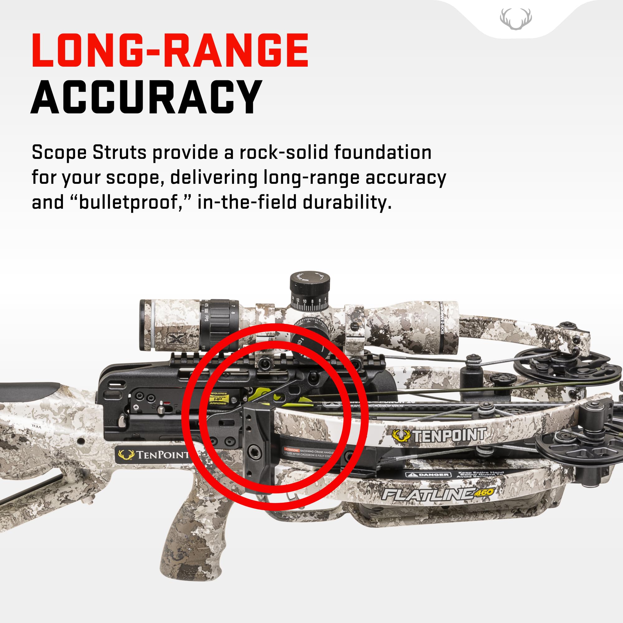 TenPoint Flatline 460 Crossbow - 460 FPS - Fastest Compact Crossbow on The Market - Includes 100-Yard EVO-X Marksman Elite Scope, ACUslide Cocking & De-Cocking System & 6 EVO-X 16 Carbon Arrows