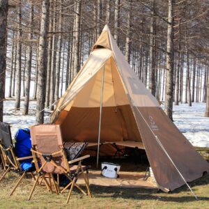 S'more Tetto 3 Person Canvas Tent, Large Waterproof & Windproof Glamping Tent, Hot Tent with Stove Jack, 4 Season Tipi, Teepee, Pyramid, Indian Tent, Ideal for Family Camping, Hiking, Backpacking