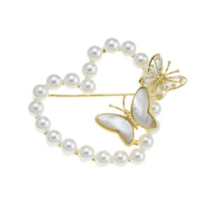 joywiko brooches and pins with pearl and crystal, fashion elegant lapel pin jewelry gifts for women, fashionable accessories (white heart)