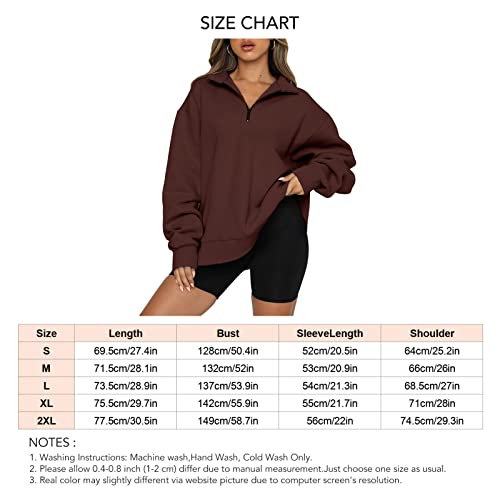 ANGGREK Women Half Zip Cropped Hoodies Fleece Quarter Zip Up Pullover Sweatshirts Winter Clothes 2022 Outfits Sweater Brown