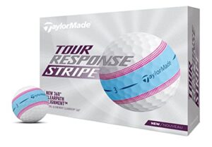 taylormade golf tour response stripe ball blue/pink dozen