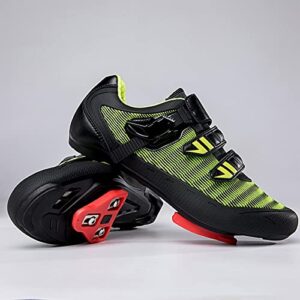 SDEQA Men's Cycling Shoes for Women Road Bikes MTB Shoes Compatible with Peloton SPD ARC Look Delta Cleats Indoor/Outdoor Compatible with Peloton Shoes,Green,10.5