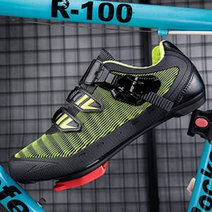 SDEQA Men's Cycling Shoes for Women Road Bikes MTB Shoes Compatible with Peloton SPD ARC Look Delta Cleats Indoor/Outdoor Compatible with Peloton Shoes,Green,10.5