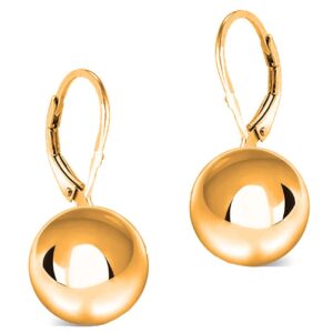 Savlano 925 Sterling Silver Classic Leverback Round Bead Ball Drop Earrings - 18K Gold Plated Bead Ball Earrings for Women Available in 6MM, 8MM, 10MM, 12MM - Made in Italy Comes With Savlano Gift Box (12mm, Y)