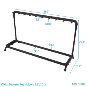 Ktaxon 3/5/7/9 Multiple Guitars Stand Display Stand Guitar & Ukulele & Bass & Banjo Holder for Band, Studio, Home (Round-9 Holder)