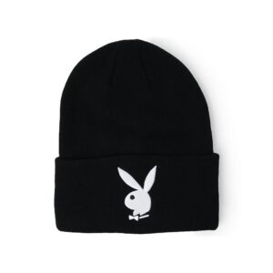 playboy og embroidered bunny cold weather cuffed knit black/white