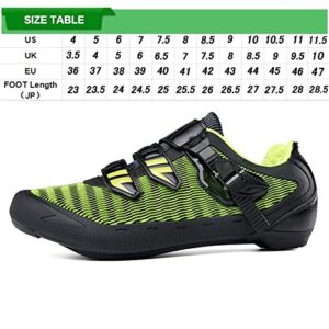 SDEQA Men's Cycling Shoes for Women Road Bikes MTB Shoes Compatible with Peloton SPD ARC Look Delta Cleats Indoor/Outdoor Compatible with Peloton Shoes,Green,10.5