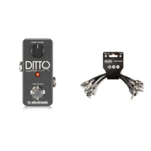 TC Electronic DITTO LOOPER (5 Minutes) Looper Pedal + MXR Patch Cables (3 Pack)