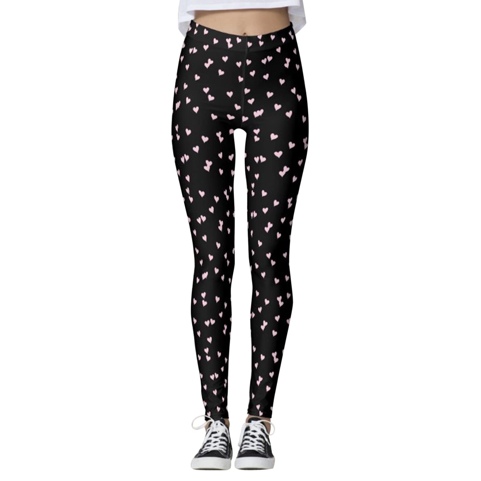 Love Heart Valentines Day Leggings for Women Running Lovesy Yoga Pants High Waist Skinny Workout Gym Pants