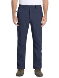 tacvasen men's navy blue pants hiking pants water resistant golf pants stretch waist quick dry travel pants lightweight work pants with zipper pocket