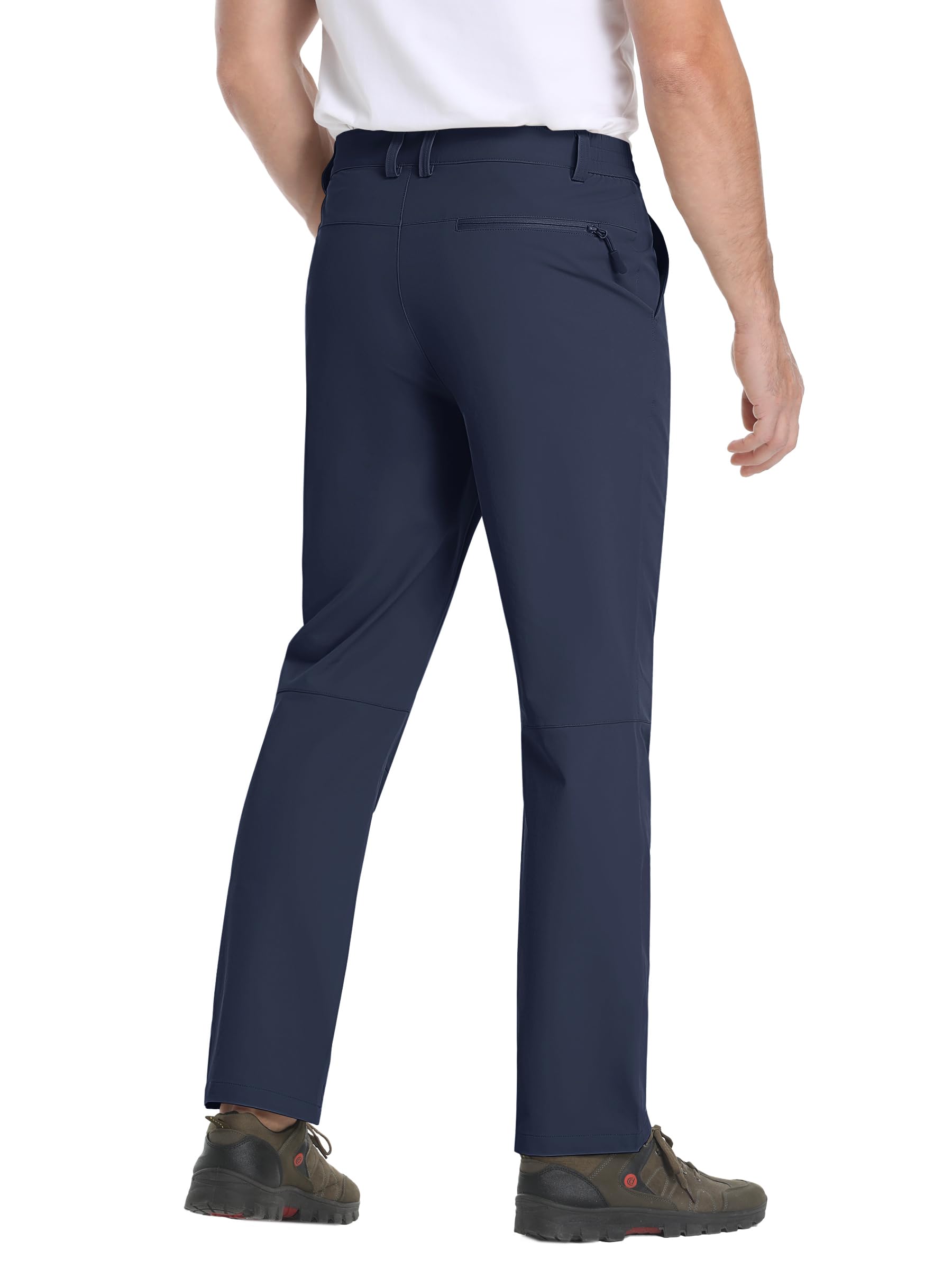 TACVASEN Men's Navy Blue Pants Hiking Pants Water Resistant Golf Pants Stretch Waist Quick Dry Travel Pants Lightweight Work Pants with Zipper Pocket